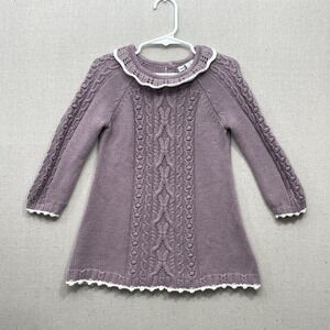 Cupcakes & Cashmere Toddler Girl Cable Knit Sweater Mauve Purple Dress sz 24M